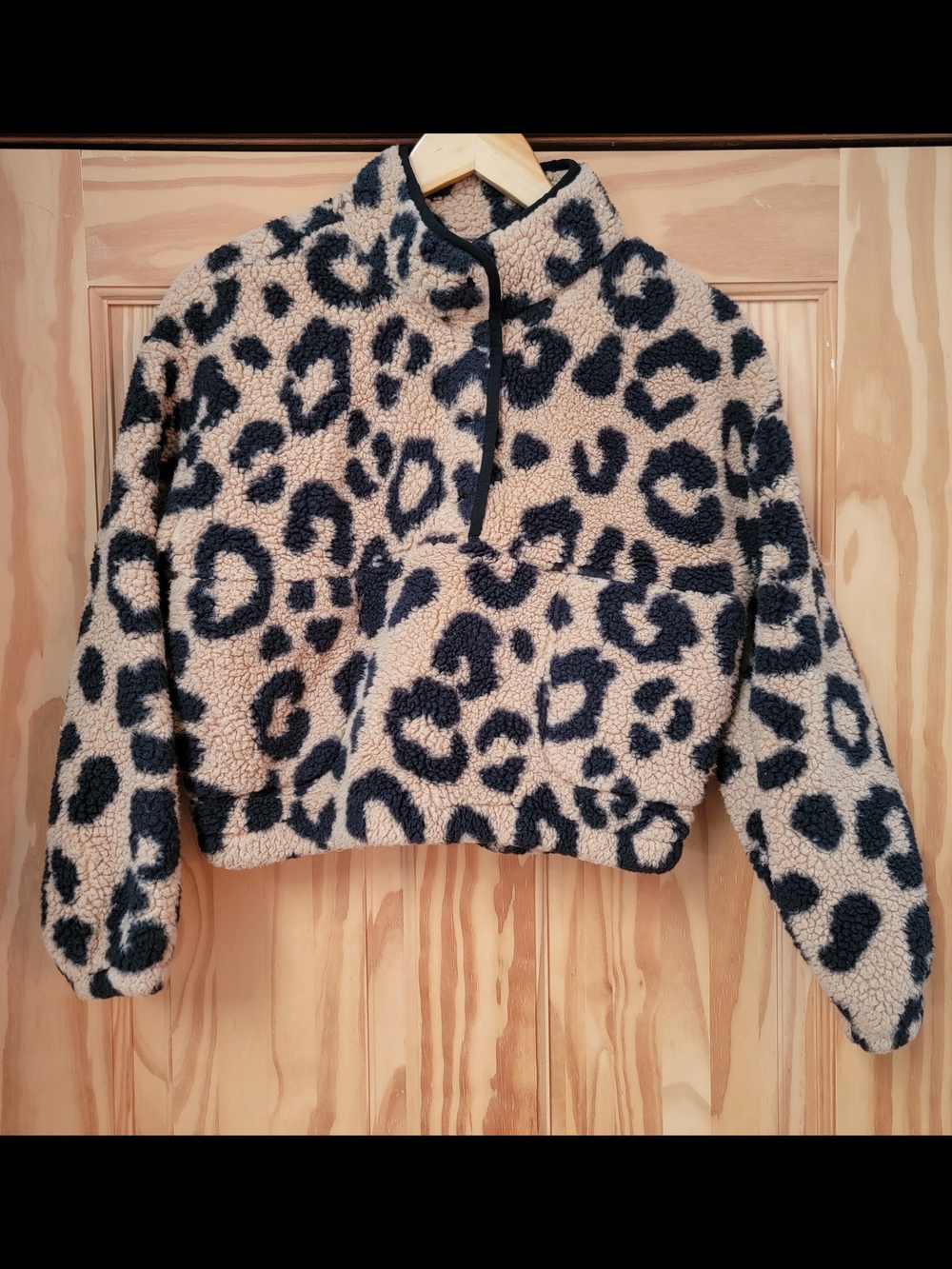 Sugar & Jade Kids Plush Leopard Print Half-Snap Jacket - Size L